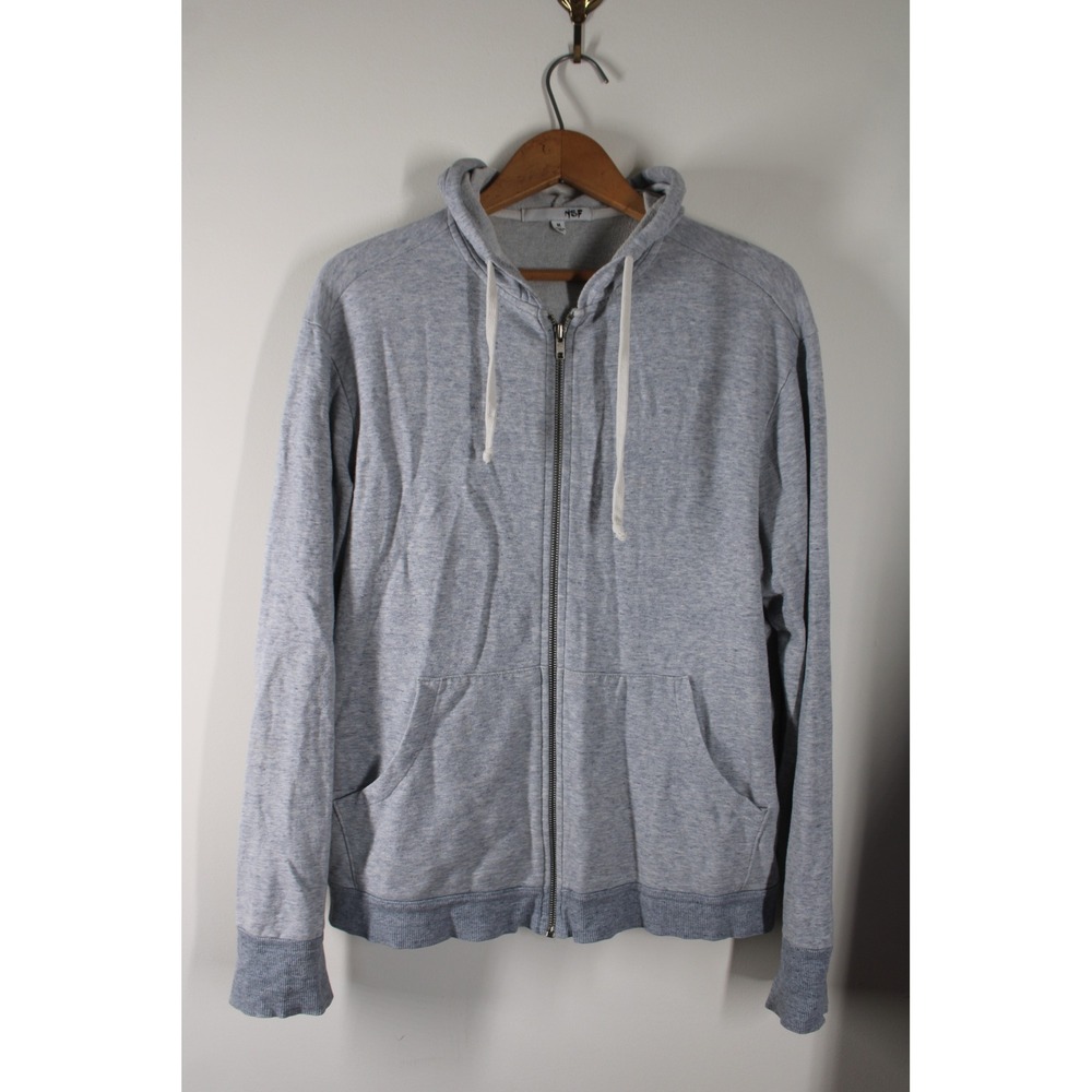 NSF Size M Gray Blue Zip Up Hoodie Organic Cotton French Terry Made in USA